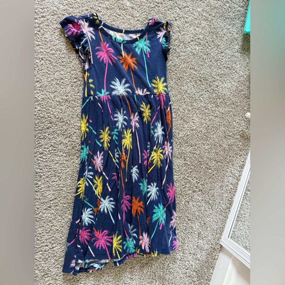 Posh Peanut Navy Palm Print Maxi Dress - Teal Pink Orange Yellow White